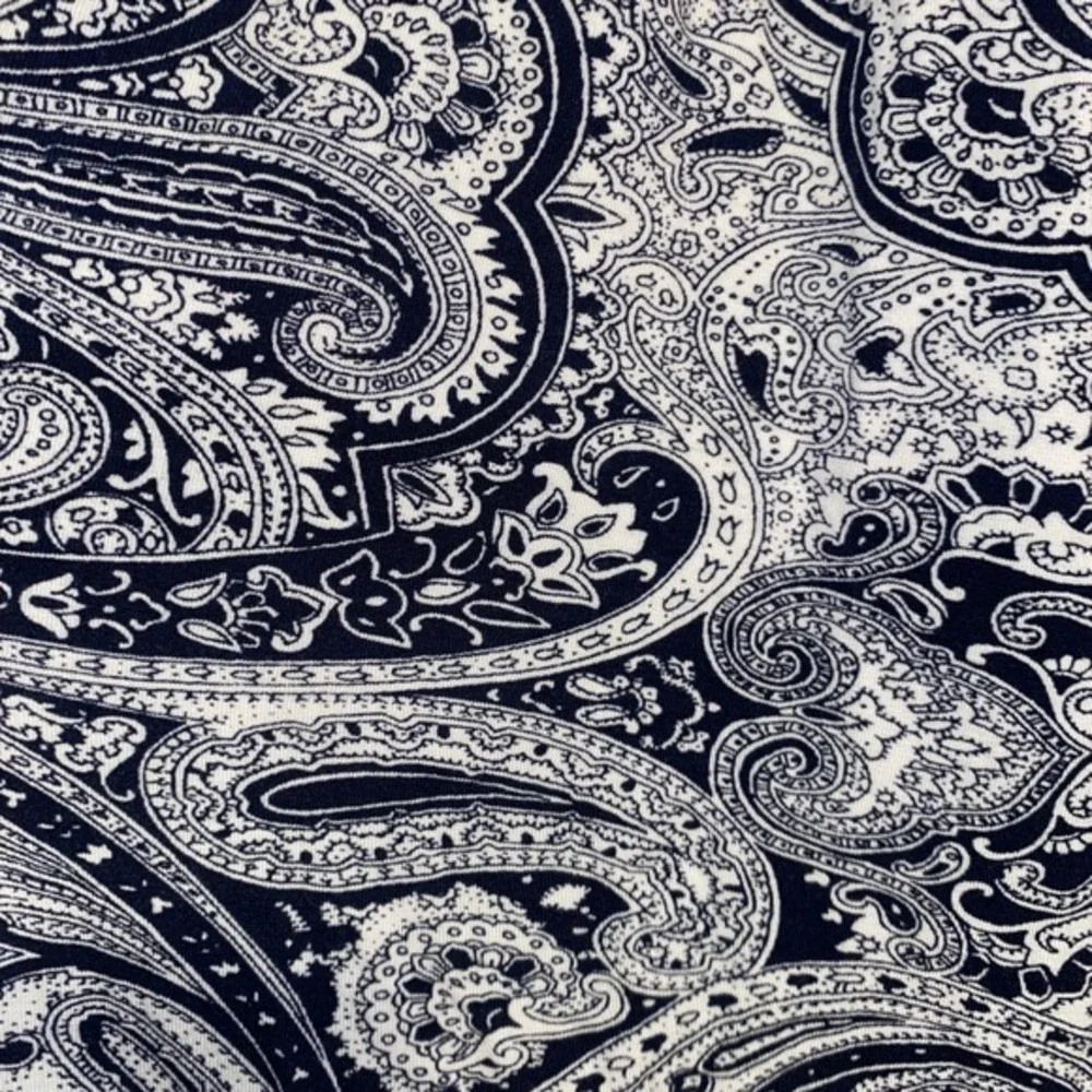 Michael Kors Navy White Paisley Tunic Blouse Top 3/4 Bell Sleeve Peasant M